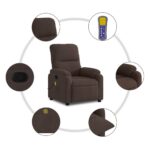 vidaXL Masážne kreslo s polohovacím mechanizmom, hnedé, z mikrovlákna – Obrázok 6