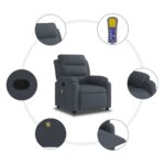 vidaXL Masážne kreslo s polohovacím mechanizmom, tmavošedé zamatové – Obrázok 6