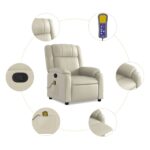 vidaXL Masážne kreslo s polohovacím mechanizmom, krémové, umelá koža – Obrázok 6