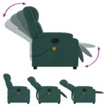 vidaXL Masážne kreslo s polohovacím mechanizmom, tmavozelené, látkové – Obrázok 5