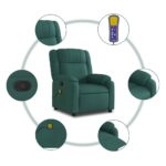 vidaXL Masážne kreslo s polohovacím mechanizmom, tmavozelené, látkové – Obrázok 6