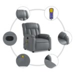 vidaXL Masážne kreslo s polohovacím mechanizmom, sivé, umelá koža – Obrázok 6