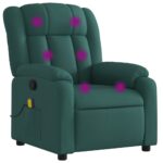vidaXL Masážne kreslo s polohovacím mechanizmom, tmavozelené, látkové – Obrázok 2