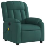 vidaXL Masážne kreslo s polohovacím mechanizmom, tmavozelené, látkové – Obrázok 3