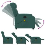 vidaXL Masážne kreslo s polohovacím mechanizmom, tmavozelené, látkové – Obrázok 5