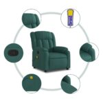 vidaXL Masážne kreslo s polohovacím mechanizmom, tmavozelené, látkové – Obrázok 6