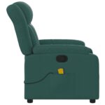 vidaXL Masážne kreslo s polohovacím mechanizmom, tmavozelené, látkové – Obrázok 8