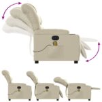 vidaXL Masážne kreslo s polohovacím mechanizmom, krémové, umelá koža – Obrázok 5