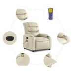 vidaXL Masážne kreslo s polohovacím mechanizmom, krémové, umelá koža – Obrázok 6