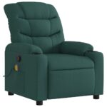 vidaXL Masážne kreslo s polohovacím mechanizmom, tmavozelené, látkové – Obrázok 3
