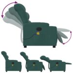 vidaXL Masážne kreslo s polohovacím mechanizmom, tmavozelené, látkové – Obrázok 5
