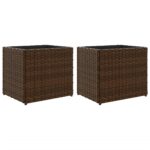 vidaXL Záhradné kvetináče 2 ks hnedé 36x30x32 cm polyratan – Obrázok 2