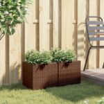 vidaXL Záhradné kvetináče 2 ks hnedé 36x30x32 cm polyratan – Obrázok 3