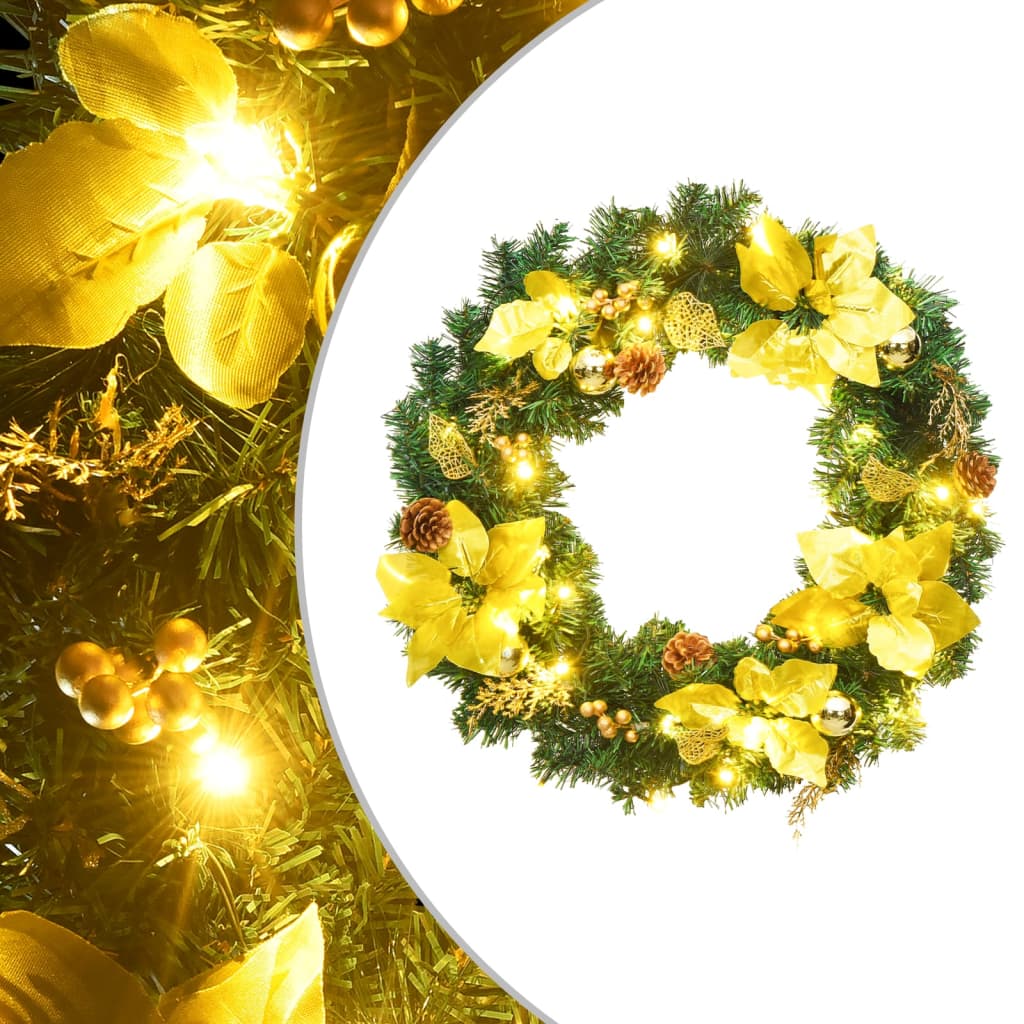 321515_1.jpg vidaXL Vianočný veniec s LED svetlami zelený 60 cm PVC – Obrázok 1