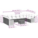 vidaXL 11-dielna záhradná súprava pohoviek s vankúšmi, čierna, polyratan – Obrázok 8