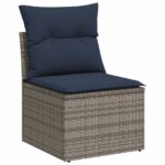 vidaXL 14-dielna záhradná súprava pohoviek s vankúšmi, sivá, polyratan – Obrázok 3