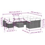 vidaXL 11-dielna záhradná súprava pohoviek s vankúšmi, sivá, polyratan – Obrázok 13