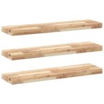 vidaXL Plávajúce police 3 ks 100x20x4 cm neošetrené masívne drevo akácia – Obrázok 2