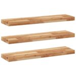 vidaXL Plávajúce police 3 ks 100x20x4 cm olejom sfarbené masívne drevo akácia – Obrázok 2