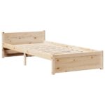 vidaXL Posteľný rám s čelom 90x200 cm masívna borovica – Obrázok 5