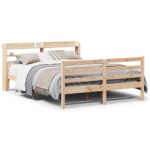 vidaXL Posteľný rám s čelom 160x200 cm borovicový masív – Obrázok 2