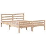 vidaXL Posteľný rám s čelom 160x200 cm borovicový masív – Obrázok 5