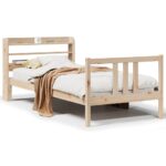 vidaXL Rám postele s čelom 90x190 cm masívne drevo – Obrázok 2