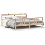 vidaXL Posteľný rám s čelom 200x200 cm masívna borovica – Obrázok 2