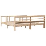 vidaXL Posteľný rám s čelom 200x200 cm masívna borovica – Obrázok 8