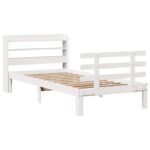 vidaXL Posteľný rám s čelom bez matraca biely 90x200 cm – Obrázok 3