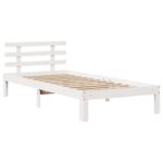 vidaXL Posteľný rám s čelom bez matraca biely 90x200 cm – Obrázok 5