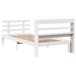vidaXL Posteľný rám s čelom bez matraca biely 90x200 cm – Obrázok 8