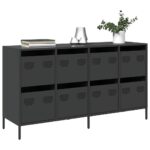 vidaXL Komoda čierna 135x39x73,5 cm oceľ valcovaná za studena