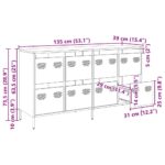 vidaXL Komoda čierna 135x39x73,5 cm oceľ valcovaná za studena – Obrázok 13
