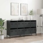 vidaXL Komoda čierna 135x39x73,5 cm oceľ valcovaná za studena – Obrázok 3