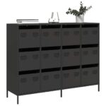 vidaXL Komoda čierna 135x39x103,5 cm, oceľ valcovaná za studena