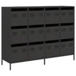 vidaXL Komoda čierna 135x39x103,5 cm, oceľ valcovaná za studena – Obrázok 2