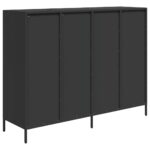 vidaXL Komoda čierna 135x39x103,5 cm, oceľ valcovaná za studena – Obrázok 7
