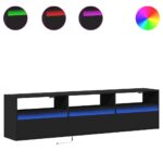 vidaXL Nástenná TV skrinka s LED diódou čierna 180x31x45 cm – Obrázok 2