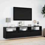 vidaXL Nástenná TV skrinka s LED diódou čierna 180x31x45 cm – Obrázok 4
