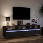vidaXL Nástenná TV skrinka s LED diódou čierna 180x31x45 cm – Obrázok 5