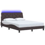 vidaXL Rám postele s LED osvetlením bez matraca, tmavohnedý 140x190 cm, látkový – Obrázok 3