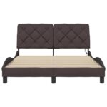 vidaXL Rám postele s LED osvetlením bez matraca, tmavohnedý 140x190 cm, látkový – Obrázok 5