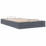 vidaXL Posteľ s podnožkou bez matraca, tmavosivá 120x200 cm, zamatová – Obrázok 6