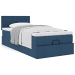 vidaXL Podnožka s matracom modrá 80x200 cm látková – Obrázok 4