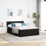vidaXL Podnožka s matracom, čierna 140x200 cm, zamat – Obrázok 3