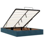 vidaXL Podsedák s matracom a LED diódami, tmavomodrý, 140x200 cm, zamat – Obrázok 11
