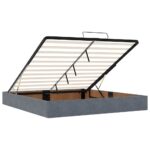 vidaXL Podsedák s matracom a LED diódami, tmavosivý, 160x200 cm, zamat – Obrázok 11