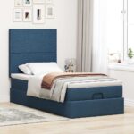 vidaXL Podnožka s matracom modrá 80x200 cm látková – Obrázok 3