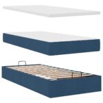 vidaXL Podnožka s matracom modrá 80x200 cm látková – Obrázok 8